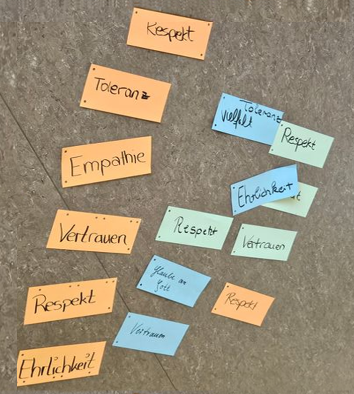 Pinboard mit bunten Zetteln